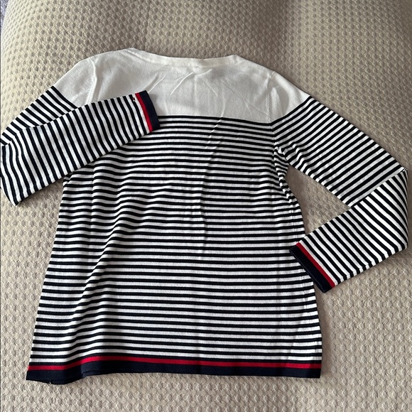 Tommy Hilfiger Womens Navy and White Striped Long Sleeve Sweater - Picture 3 of 3